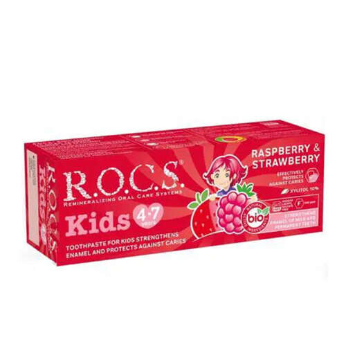 ROCS Kids 4-7 Yaş Meyveli Çocuk Diş Macunu 35ml (Ahududulu-Çilekli) - 1