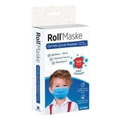 Roll Maske Çocuk Maskesi 10 Adet - Erkek - 1