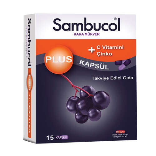 Sambucol Plus Kara Mürver C Vitamini + Çinko İçeren Takviye Edici Gıda 15 Kapsül - 1