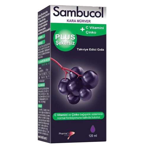 Sambucol Plus Şekersiz C Vitamini + Çinko Takviye Edici Gıda 120 ml - 1