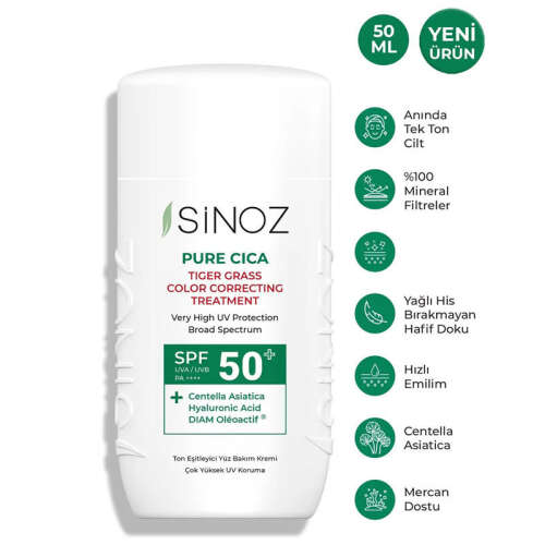 Sinoz Pure Cica SPF50+ Ton Eşitleyici Sıvı Yüz Güneş Kremi 50 ml - 2