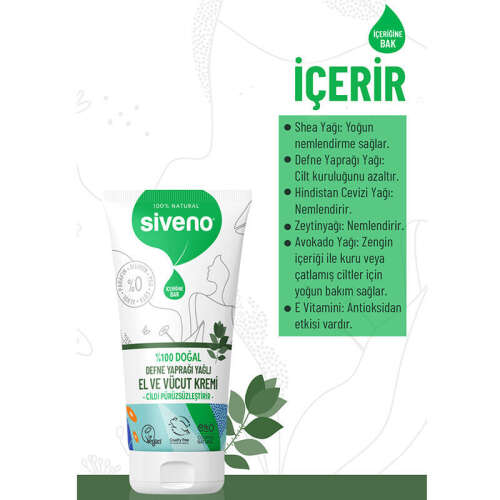 Siveno Defne Yaprağı Yağlı El ve Vücut Kremi 50 ml - 3