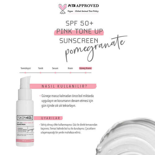 Skin401 Spf 50 Pink Tone Up Pembe Ton Eşitleyici Güneş Kremi 50 ml - 2