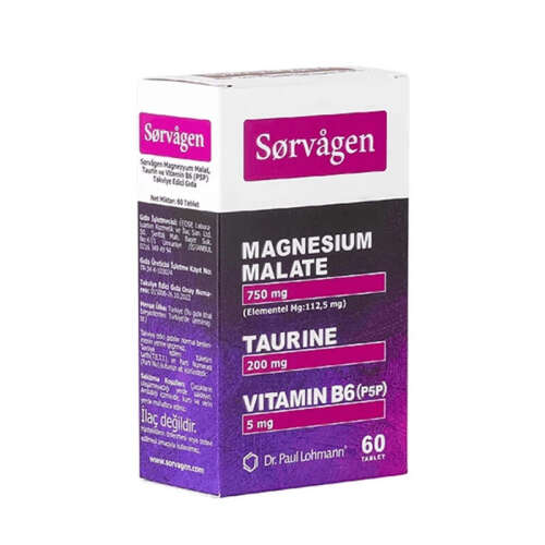 Sorvagen Magnezyum Malat, Taurin ve Vitamin B6 İçeren Takviye Edici Gıda 60 Tablet - 1