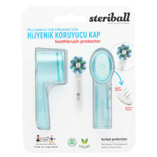 Steriball Pilli veya Şarjlı Diş Fırçaları İçin Hijyenik Diş Fırçası Kabı - Açık Mavi - 1