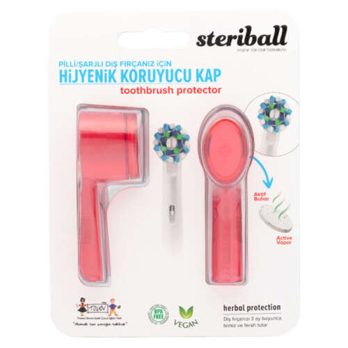 Steriball Pilli veya Şarjlı Diş Fırçaları İçin Hijyenik Diş Fırçası Kabı - Kırmızı - 1