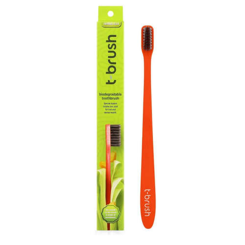 T Brush Bioçözünür Diş Fırçası Orta Sert Kırmızı - 1