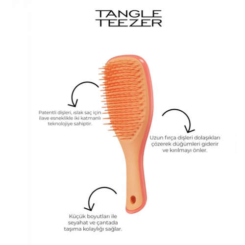 Tangle Teezer The Ultimate Wet Detangler Mini Pink Orange Saç Fırçası - 2