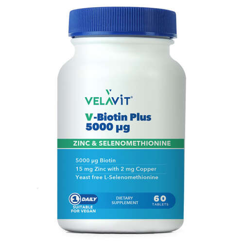 Velavit V-Biotin Plus 5000mcg Takviye Edici Gıda 60 Tablet - 1