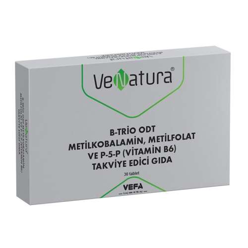 VeNatura B-Trio ODT Metilkobalamin, Metilfolat ve P-5-P Takviye Edici Gıda 30 Tablet - 1