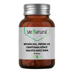 VeNatura Betain HCL, Pepsin ve Centiyana Kökü Takviye Edici Gıda 90 Kapsül