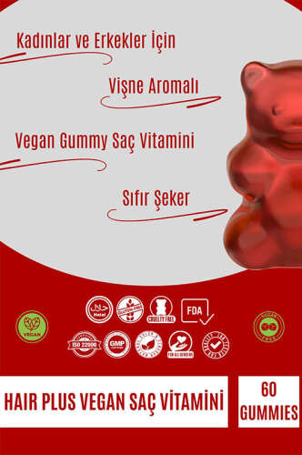 Vita Bear Hair Plus Vegan Saç Vitamini 60 Gummies - 3