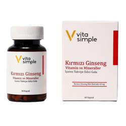 Vita Simple Kırmızı Ginseng Vitamin ve Mineraller İçeren Takviye Edici Gıda 60 Kapsül - 1