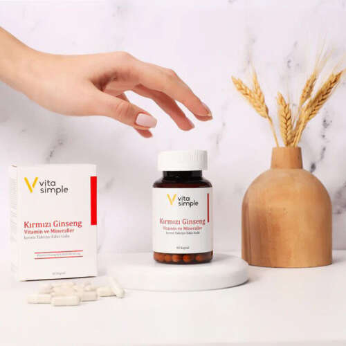 Vita Simple Kırmızı Ginseng Vitamin ve Mineraller İçeren Takviye Edici Gıda 60 Kapsül - 3