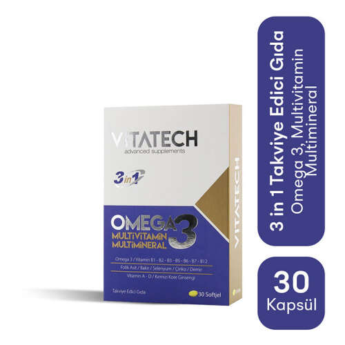 Vitatech 3 in 1 Omega 3 Multivitamin ve Multimineral 30 Kapsül - 2