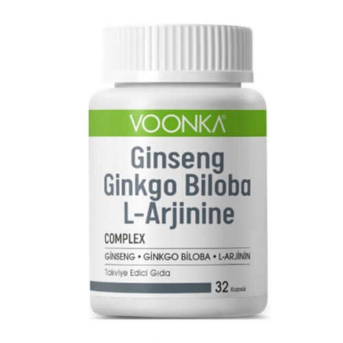 Voonka Ginseng, Ginkgo ve L-Arjinin İçeren Takviye Edici Gıda 32 kapsül - 1