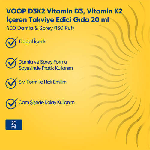 Voop D3K2 Vitamin İçeren Takviye Edici Gıda 20 ml - 4