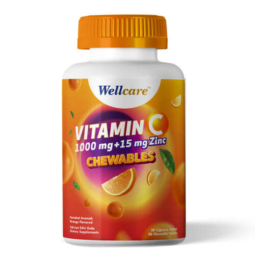 Wellcare Vitamin C 1000 mg + 15 mg Zinc Chewable 60 Tablet - 1