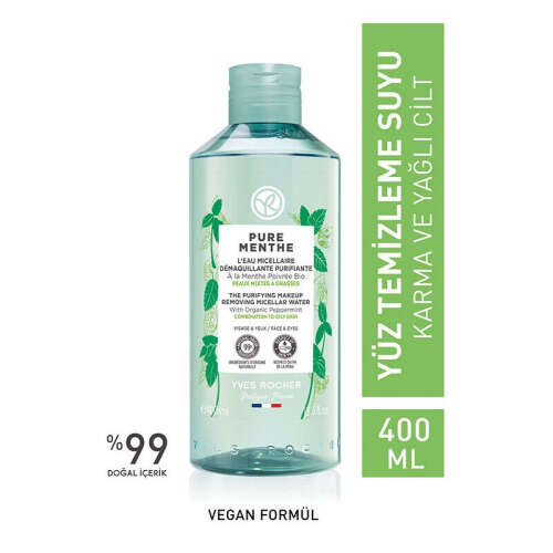 Yves Rocher Pure Menthe Arındırıcı Yüz ve Makyaj Temizleme Suyu 400 ml - 1