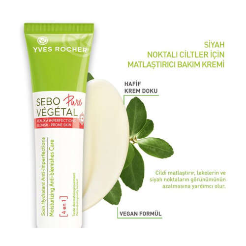 Yves Rocher Sebo Pure Vegetal Gözenek Sıkılaştırıcı Matlaştırıcı Bakım Kremi 40 ml - 2