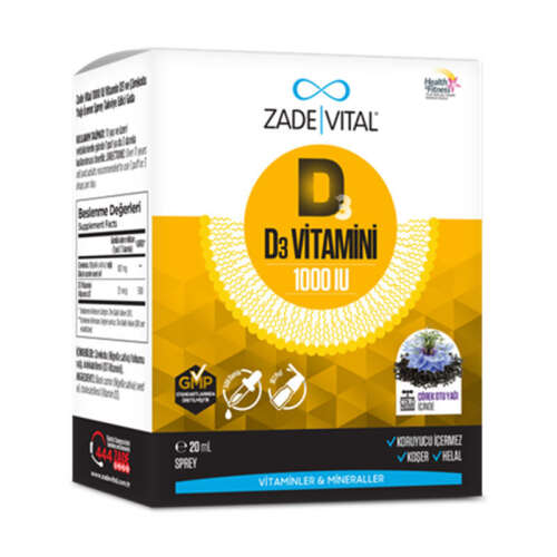 Zade Vital 1000IU D3 Vitamini ve Çörek Otu Yaği İçeren Sprey 20 ml - 1