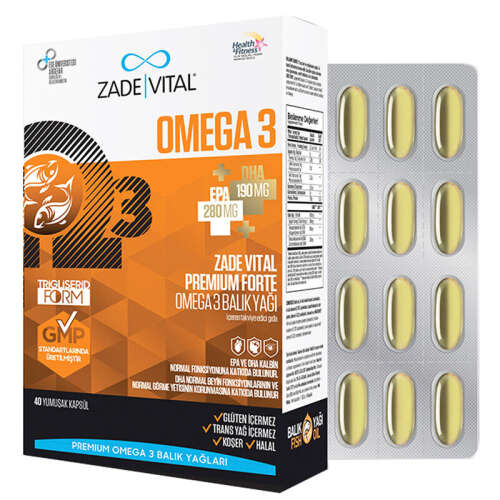 Zade Vital Omega 3 Forte Balık Yağı 40 Yumuşak Kapsül - 2