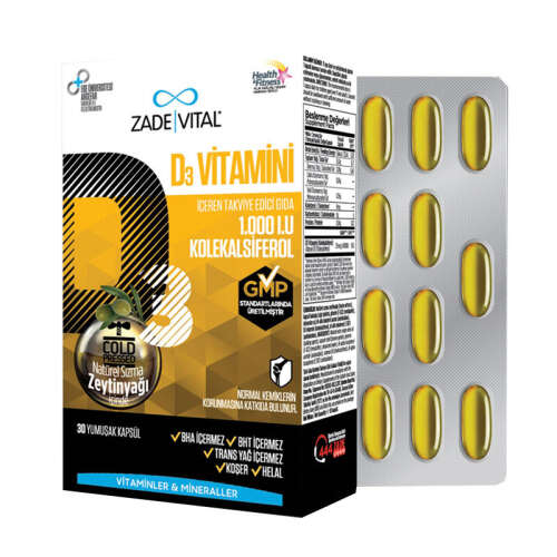 Zade Vital Vitamin D3 30 Yumuşak Kapsül - 1