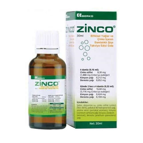 Zinco Bİtkisel Yağlar ve Çinko İçeren Takviye Edici Gıda 30 ml - 1